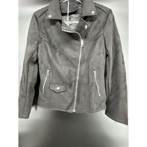 Bellivera Womens Black Faux Suede Moto Jacket Asymmetrical‎ Zip Small NWT